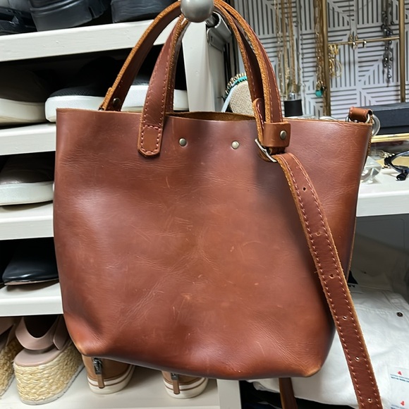 Portland Leather Mini Crossbody CB tote  with snap Honey or chestnut? - Picture 2 of 4